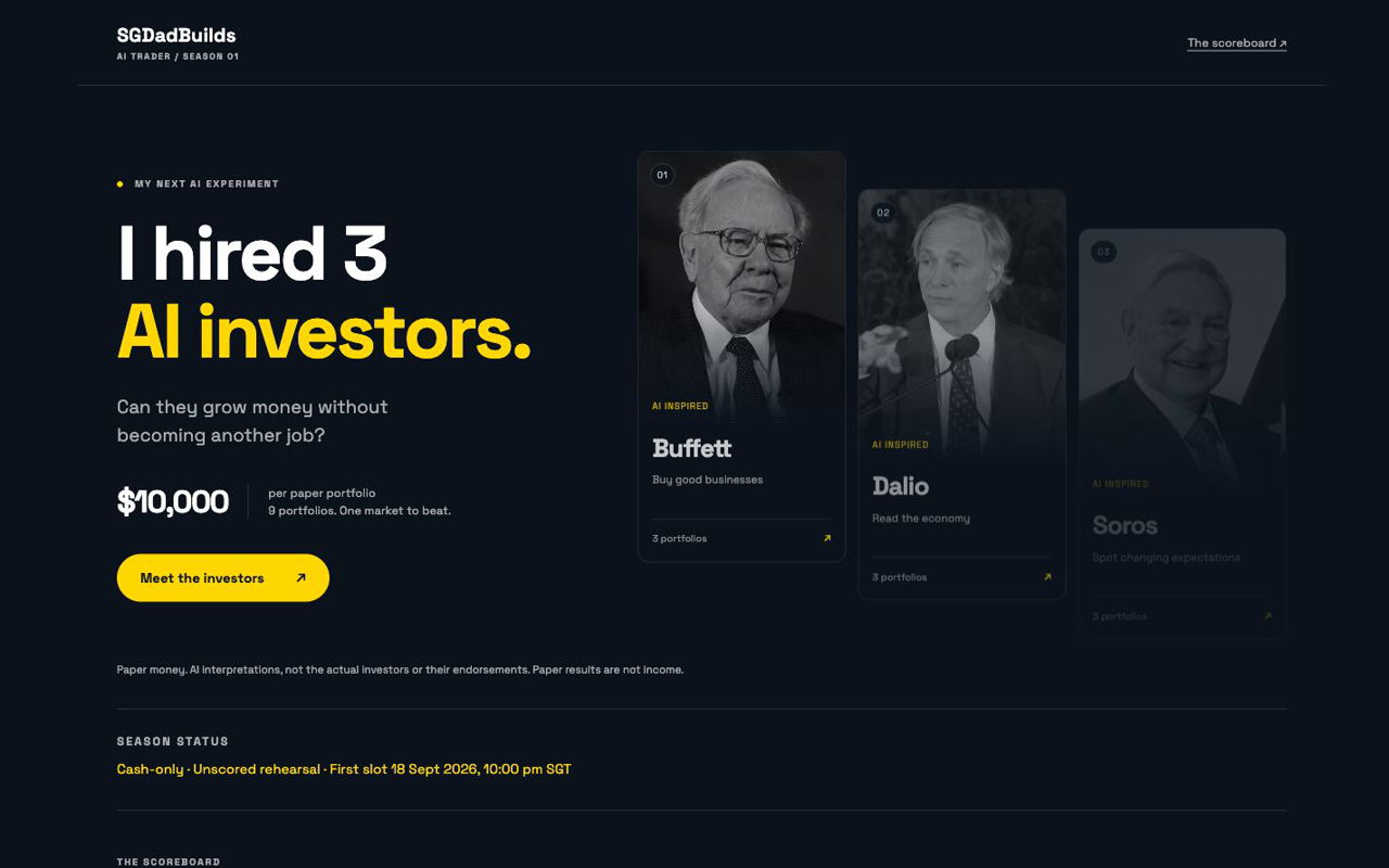 AITrader’s public dashboard comparing AI paper-trading portfolios